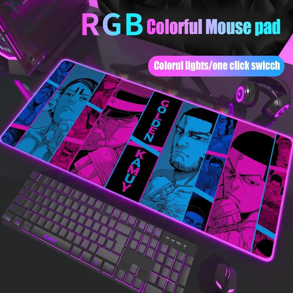

Golden Kamuy Mouse Pad Gamer Rgb Desk Mat Back Light Led Mousepad Setup Gaming Accessories Deskmat Big Mousepad Backlight