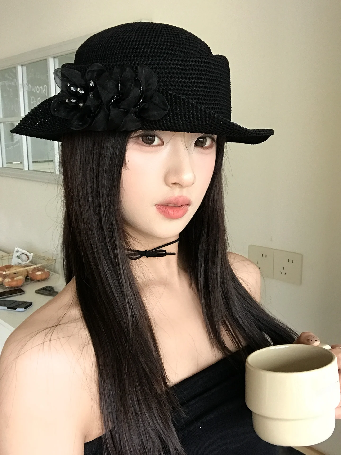 Elegant Floral Net Hat Women's Spring 2026 New High-End Fisherman Style Hat  Lady Wind Adjustable round Top Cap