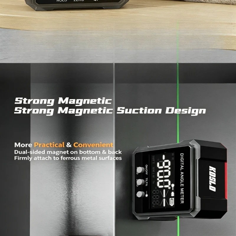 Strong Magnetic Inclinometer Rechargeable Dual‑Axis Laser Level Electronic Angle Meter for Slope and Horizontal Measuring Job