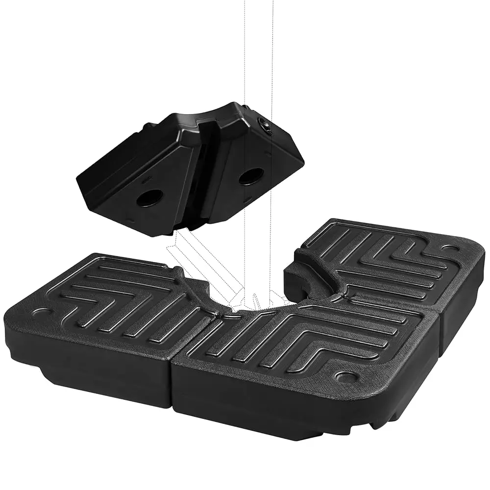 

4-Piece 180Lbs Acity Heavy-Duty Cantilever Offset Patio Umbrella Stand Square Base,Filled With Water Or Sand For Garden,