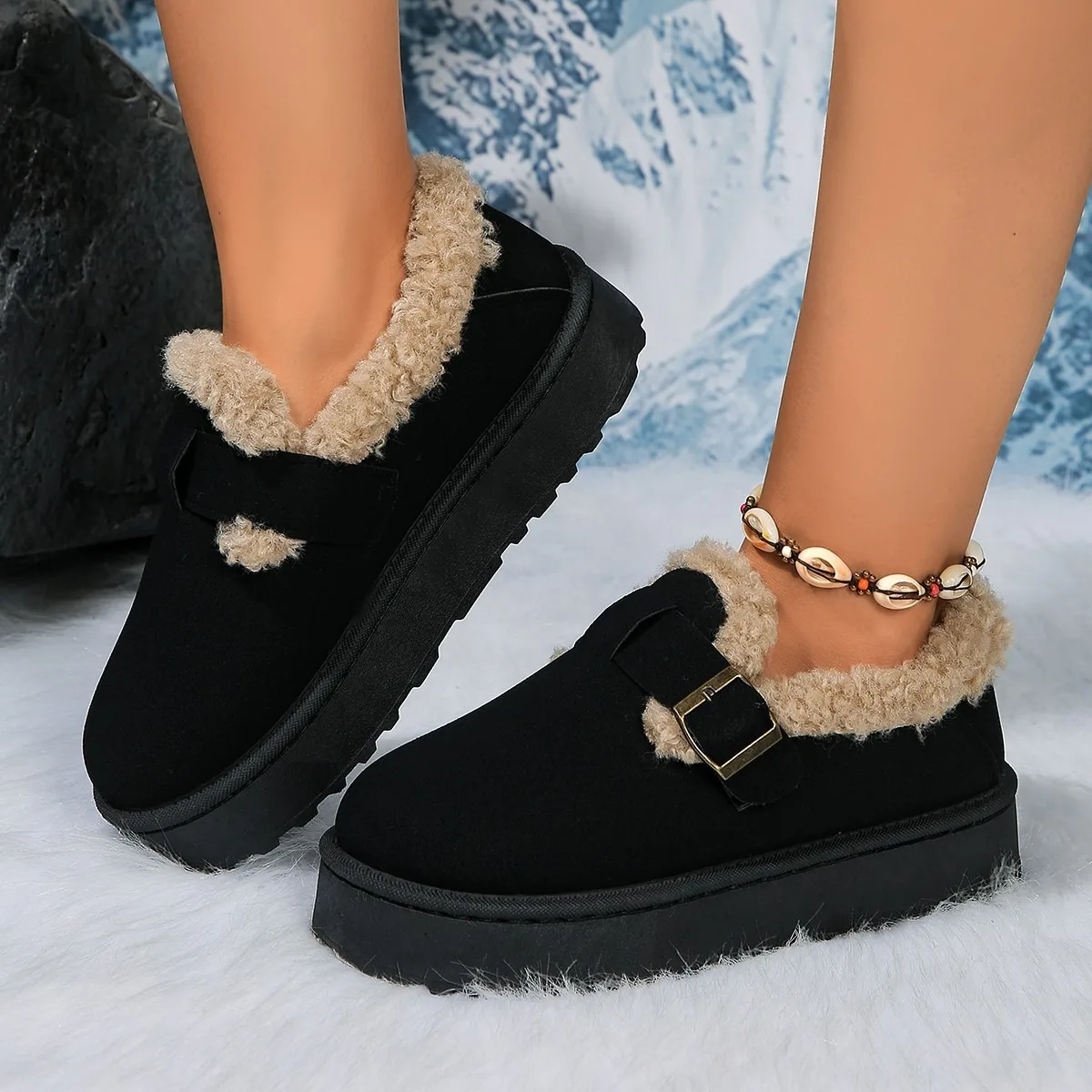 Scarpe basse da donna stivali da neve piattaforma Casual accoglienti scarpe da passeggio calde 2024 nuova moda inverno corto peluche moda Goth stivali vestito