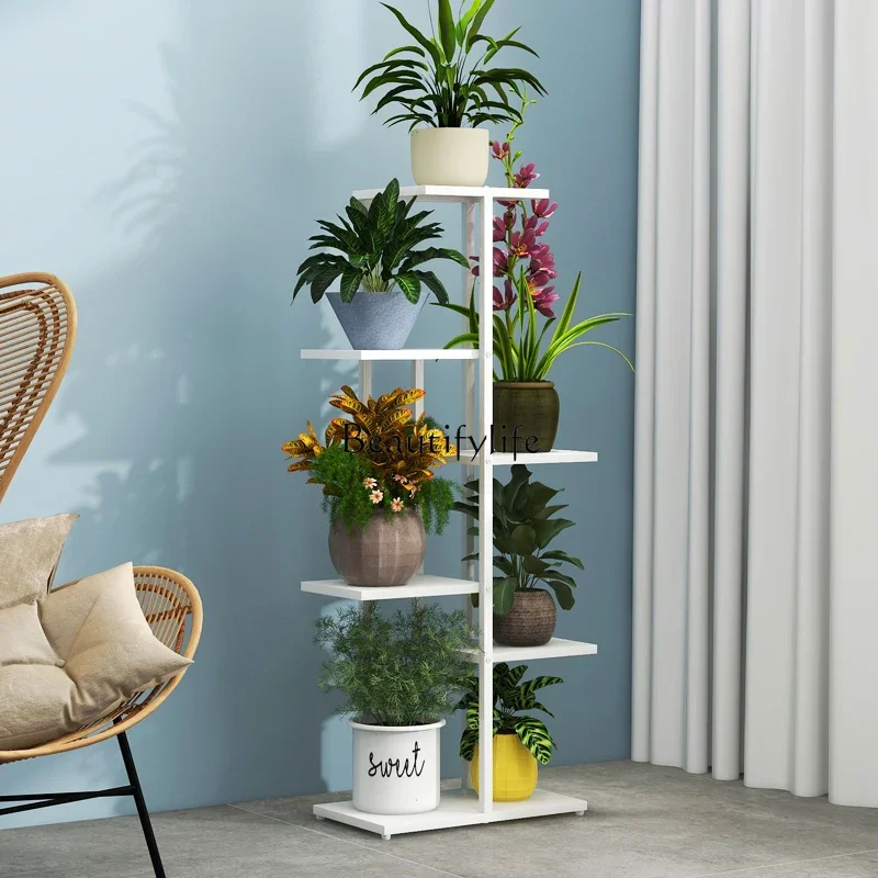 5Flower rack indoor household living room balcony flower pot rack floor-to-ceiling rack multi-layer space-saving green dill shel