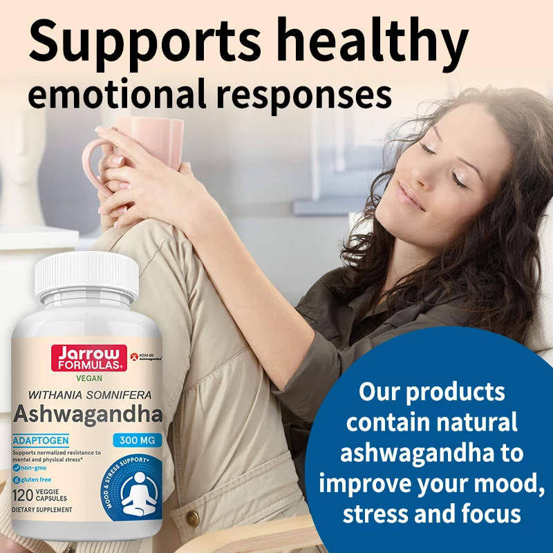 Ashwagandha, 300 mg Supplement, Supports Normal Mental and Physical Stress, Fights Fatigue