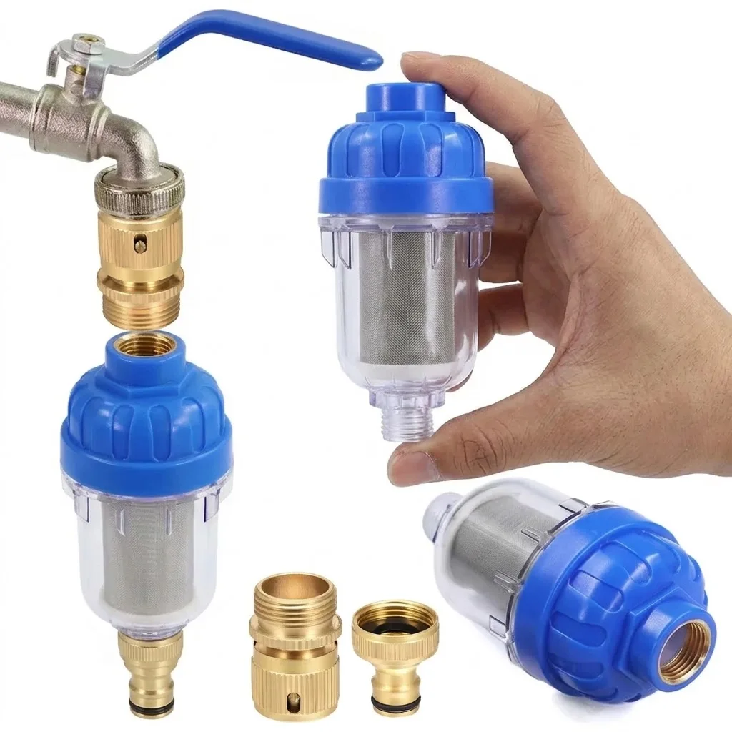 Irrigation Hose Adapter 1/2 Inch 40 Micron Prefilter 16mm Pacifier Garden Taps Faucet Filter Quick Connector 316 Stainless Steel