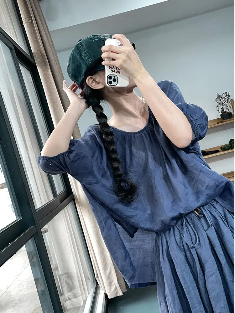 Oversized Summer 2 Two Piece Set Women Casual Fashion Ladies Blouses Elastic High Waist Ruffle Pleated Woman Long Skirts