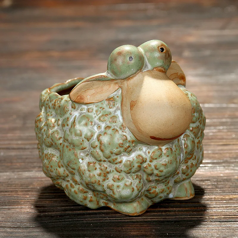 Ceramic Hedgehog Turtle Succulent Planter with Glazed Pottery Variation- Ideal for Indoor Decor