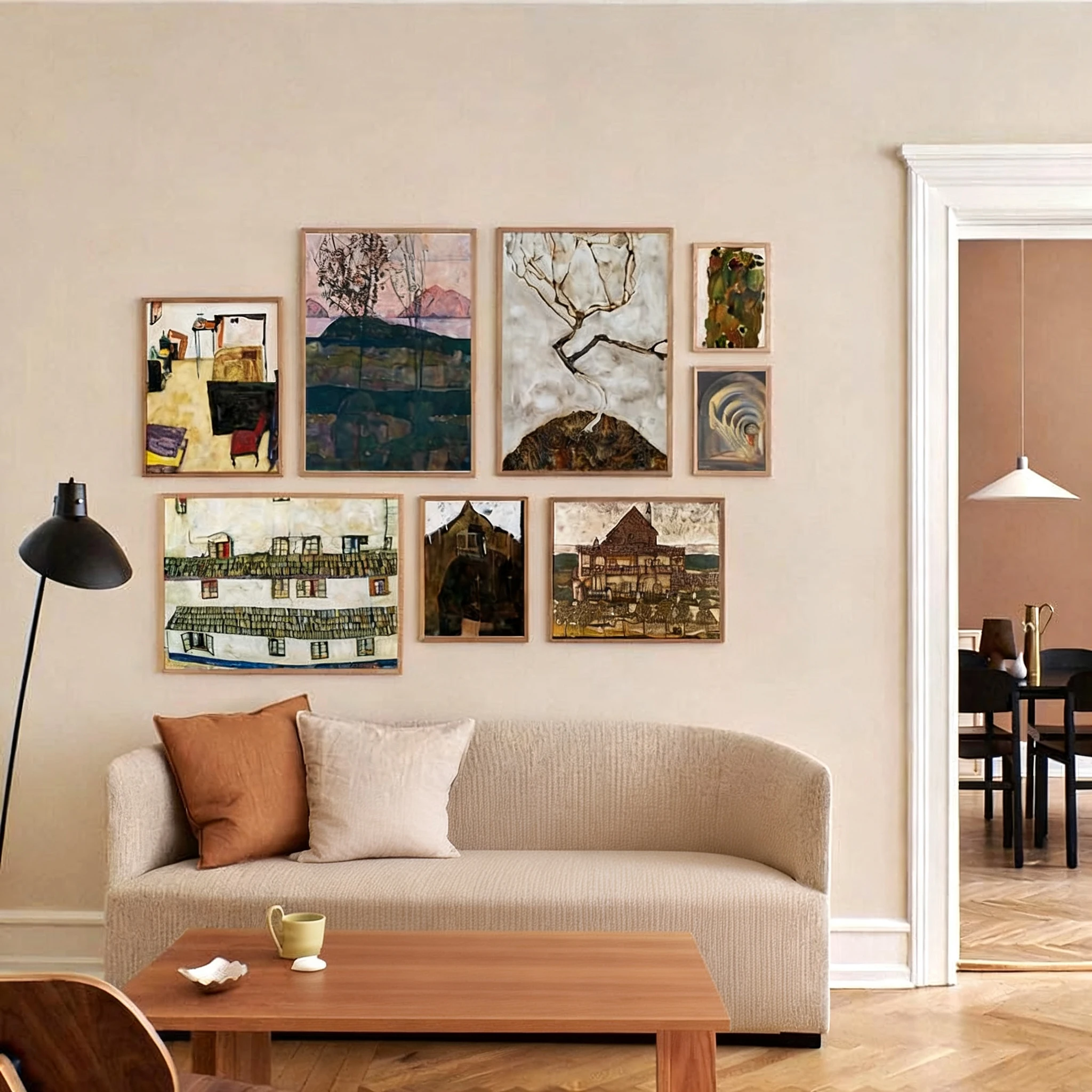Egon Schiele Landschafts-Leinwandposter Expressionistische Architektur-Kunstmalerei Vintage-Gebäude Wohnzimmer Flur Wanddekoration
