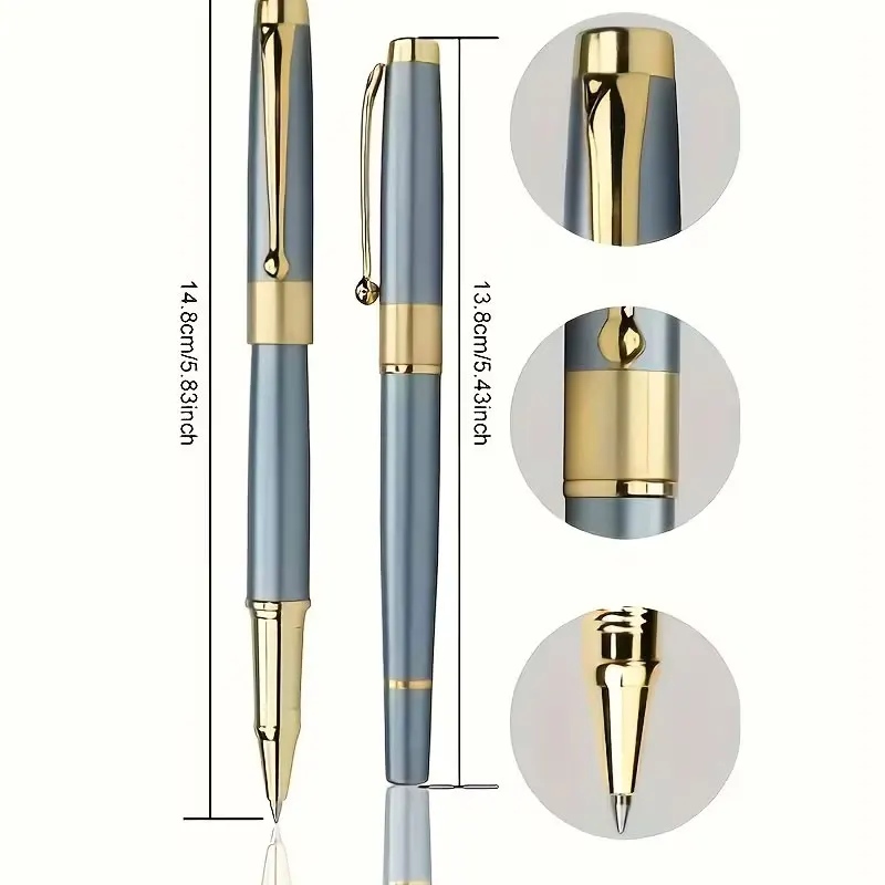 1 Set of High-End Luxury Light Blue Signature Pens with Laser-Engraved Logo, Suitable for Promotional Gifts, Business Office Birthday Gifts, Teacher's Day Gifts, Father's Day and Mother's Day Gifts, Smooth and Comfortable Writing Experience, Includes 1 Pen and 2 Refills