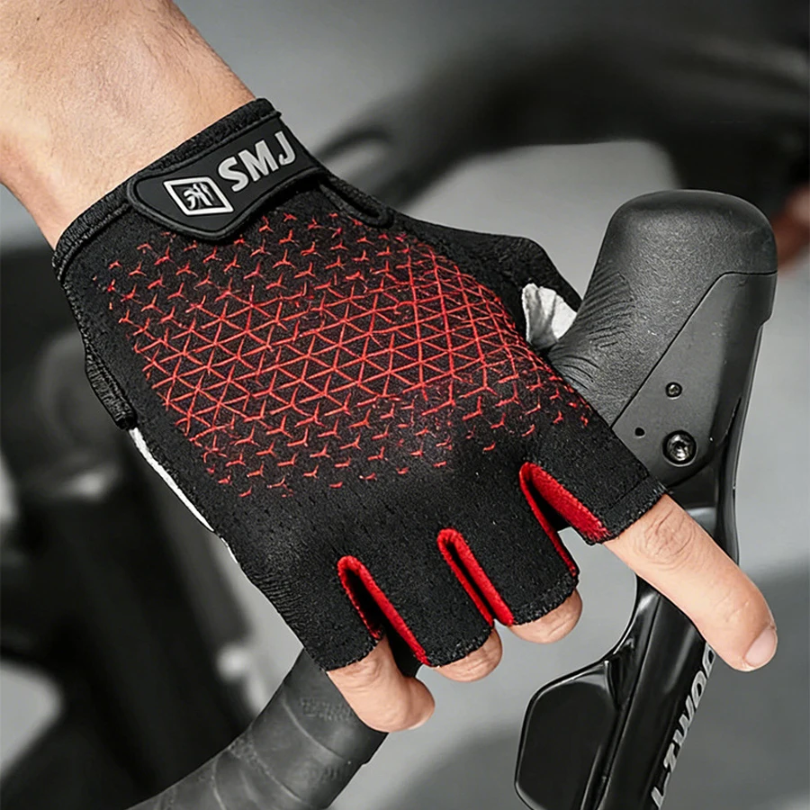 Breathable Half Finger Cycling Gloves for Men Women, Anti-Slip Padded Palm Mountain Bike Gloves, Fingerless Workout Gloves for B