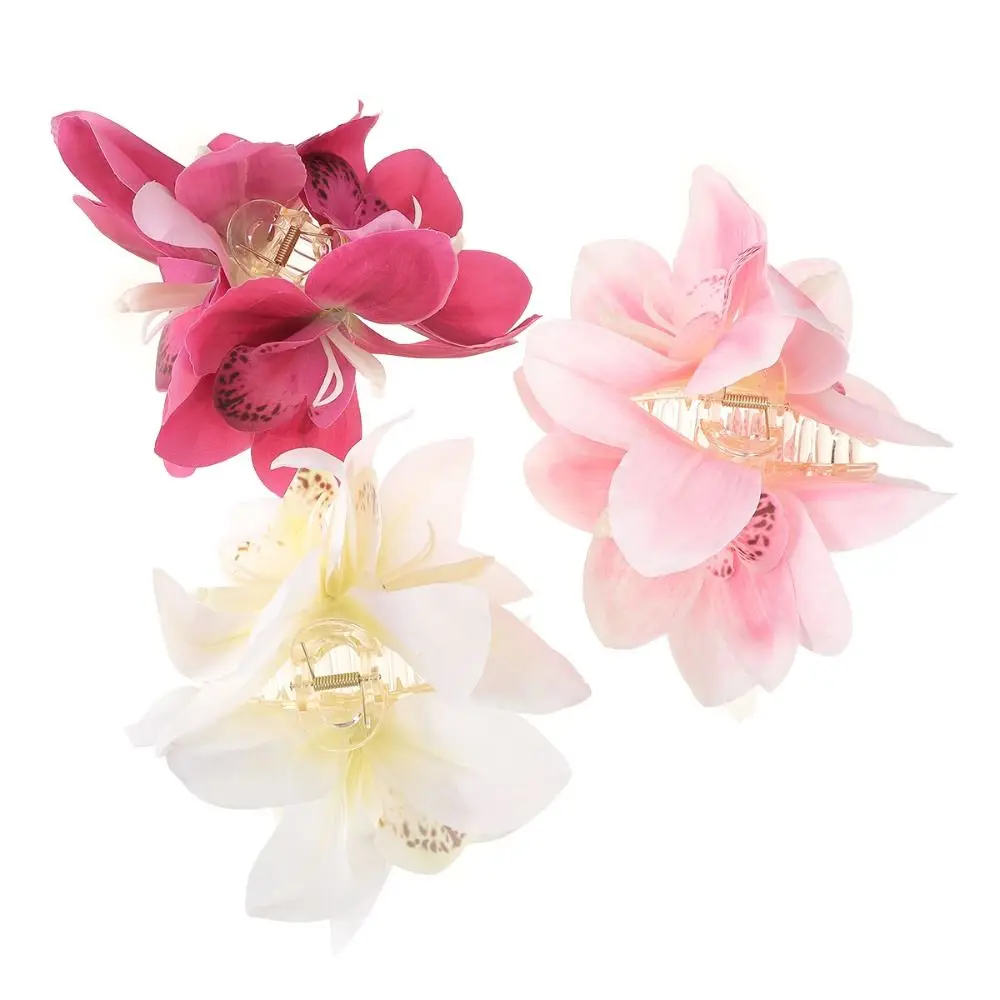 

New Purple Lily Hair Shark Clip Simulated Flower Plastic Grasping Clip Super Fairy Crab Hair Clips Bride