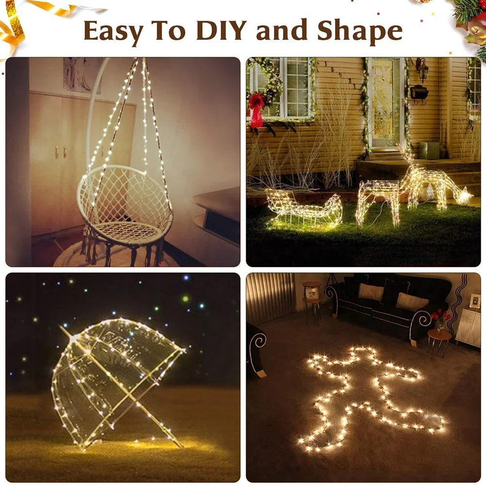 2 M LED Fairy Light String Night คริสต์มาสทองแดงสายไฟ Garland ตกแต่งห้อง Xmas Tree งานแต่งงานตกแต่งโรแมนติก