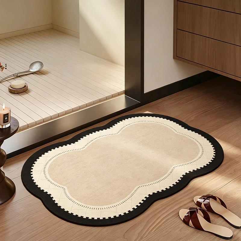 Bathroom Floor Mat Absorbent Non-slip Rug Modern Irregularly Shaped Carpet Quick-drying Diatom Mud Mats Entryway Home Decor Rugs