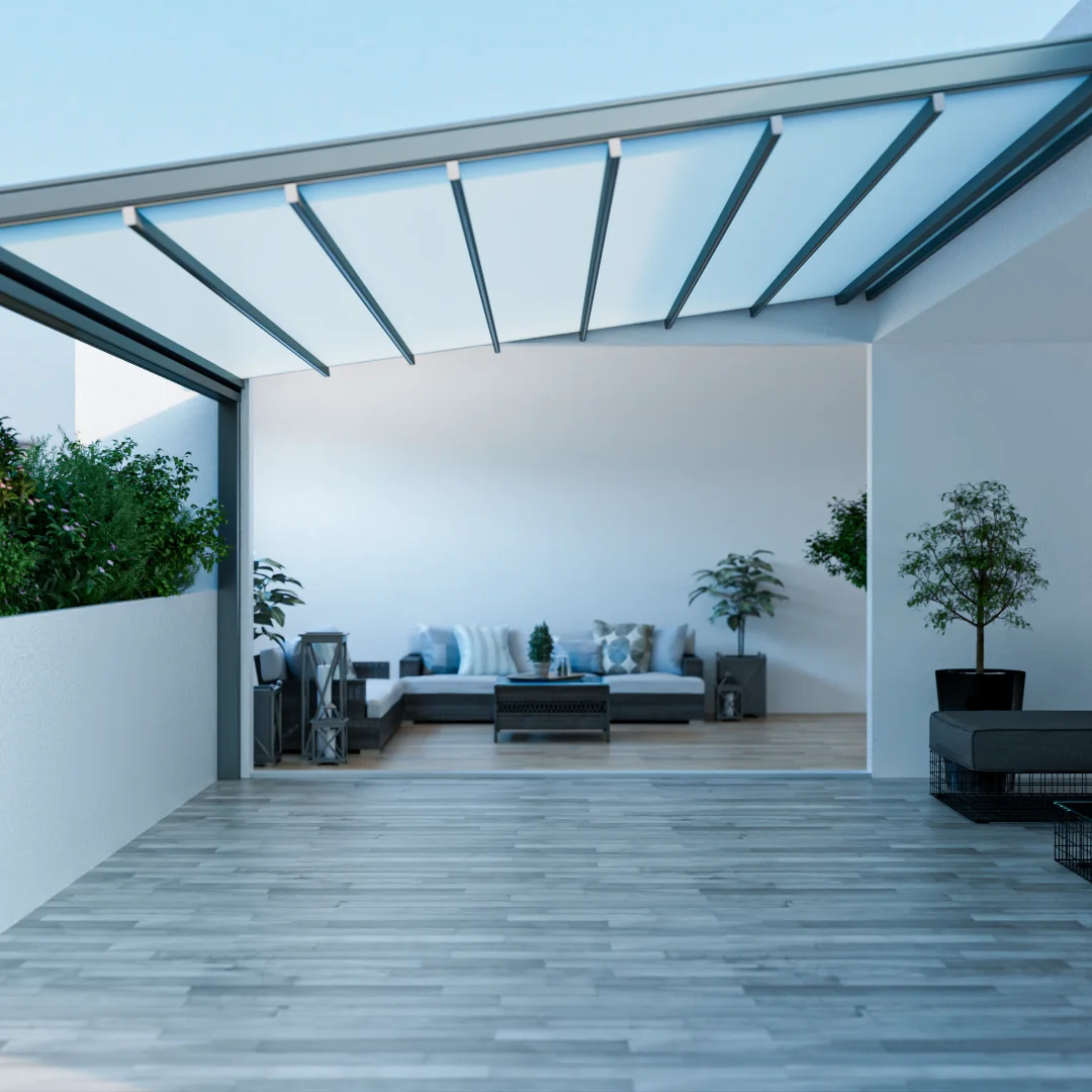 

Customizable Electric Motorized Retractable Roof Canopy Aluminum Alloy Frame With Polyester Sunshade Awning