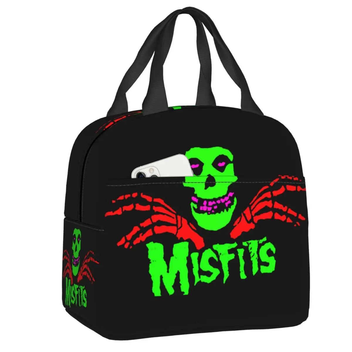 Horror Rock Misfits Skull Insulated Lunch Box for Women Reusable Warm Cooler Thermal Lunch Bag Picnic Food Container Tote Bags