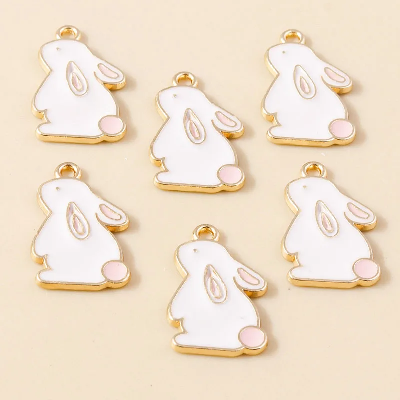 10pcs Enamel Mini Rabbit Charms for DIY Jewelry Making