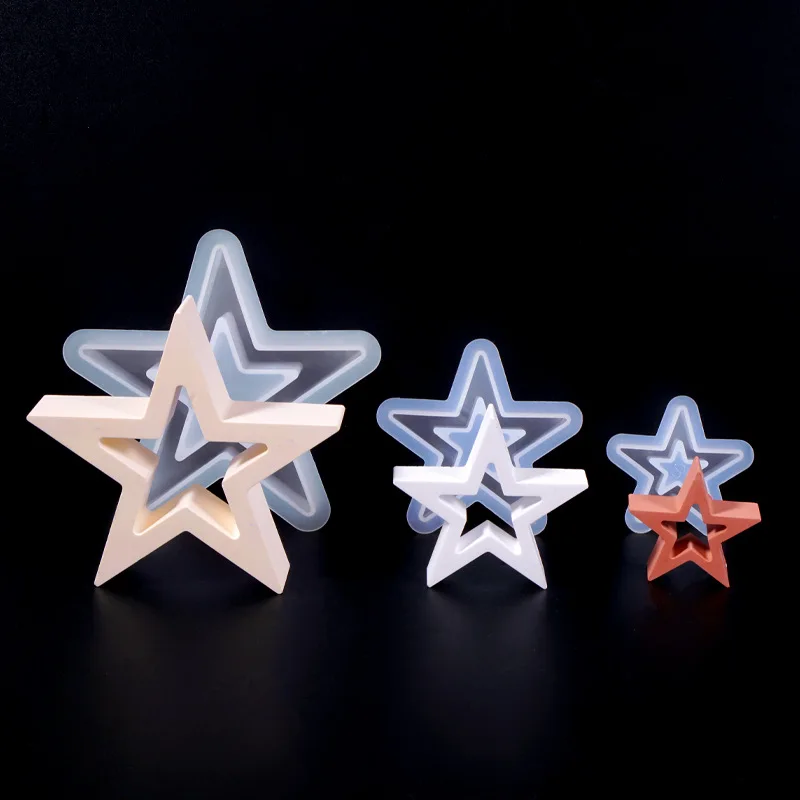 

Стереоскопическая силиконовая форма для маятника с полой звездой, гипсовая цементная большая, средняя и маленькая подвеска с пятиконечной звездой, капельные формы