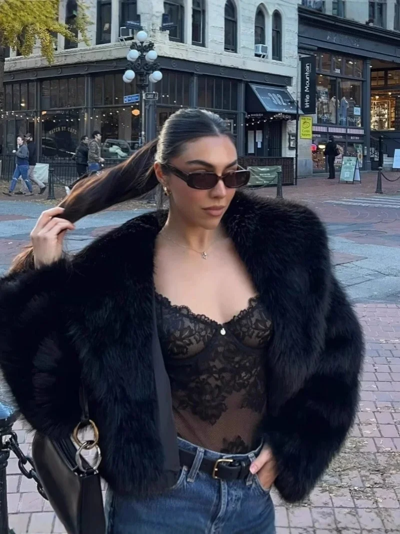 Inverno eco-friendly pele de vison falso engrossado casaco curto pele feminina superior artificial pele jaqueta quente aconchegante na moda outerwear