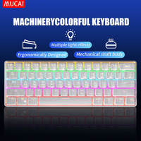 MUCAI MK61 USB Gaming Mechanical Keyboard 61 Keys Red Switch Wired Detachable Cable RGB Backlit Hot Swappable