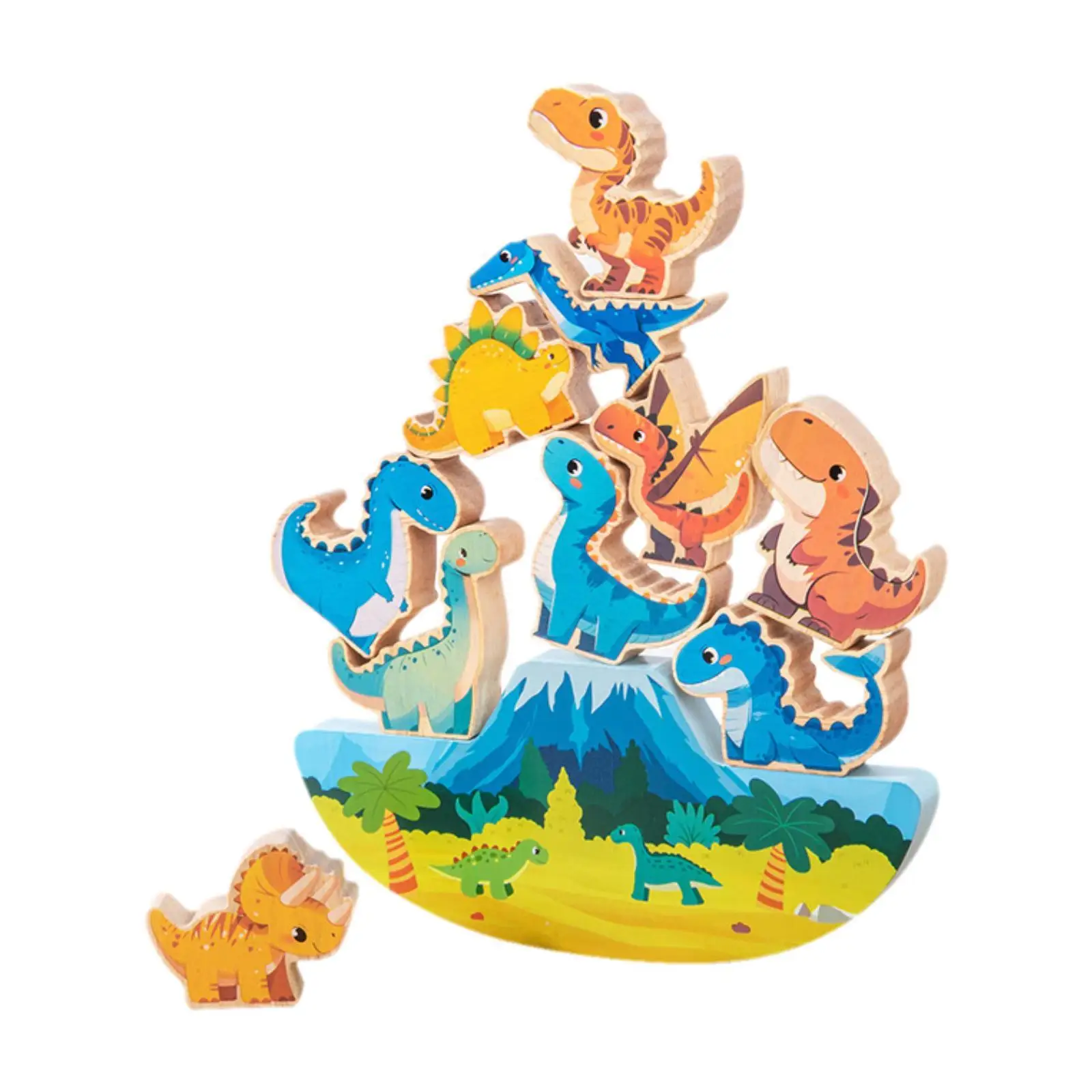 Bloc d'équilibre en bois, jouet d'apprentissage précoce, dinosaure en bois, reconnaissance sensorielle pour enfants d'âge préscolaire, filles et garçons, cadeaux d'anniversaire