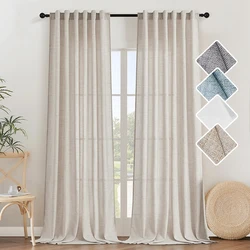 Linen 100% Semi-Blackout Curtains For Kitchen Bedroom Living Room Window Treatment Solid Color Curtains Custom Size