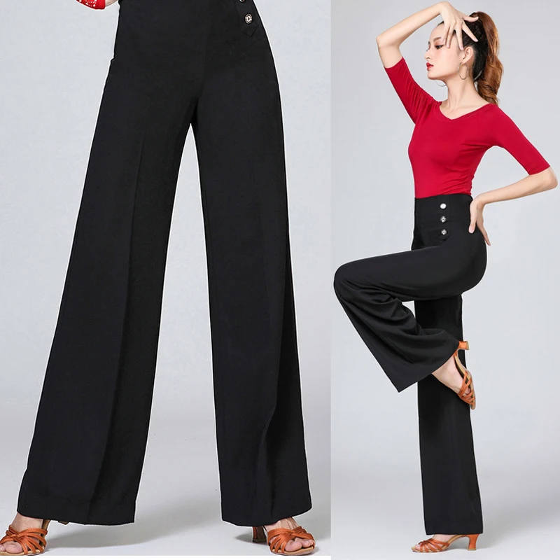 

Modern Dance Pants Female Adult High Waist Latin Dance Pants Practice Wide Leg Pants Ballroom Social Dance Latin Pants DN14353