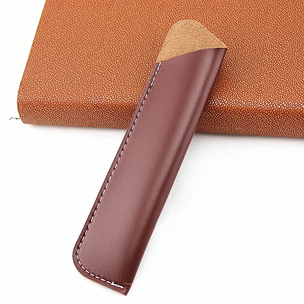 

2 pcs Black Brown Pu Pen Bag Pencil Pouch For School Office Water Resistant Stationery Organizer Holder Desk Storage