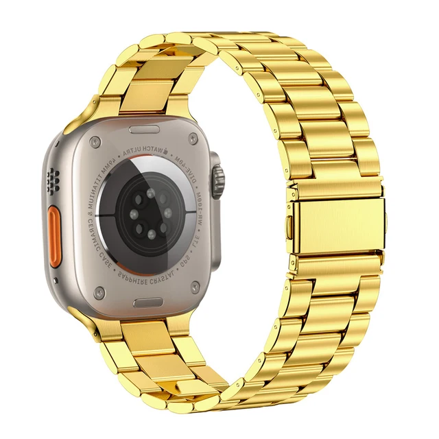 Gold Stainless Steel Strap For Apple Watch Ultra Band 49mm SmartWatch Bracelet IWatch 7 6 5 4 3 SE 8 45mm for Apple Ultra 2 Band