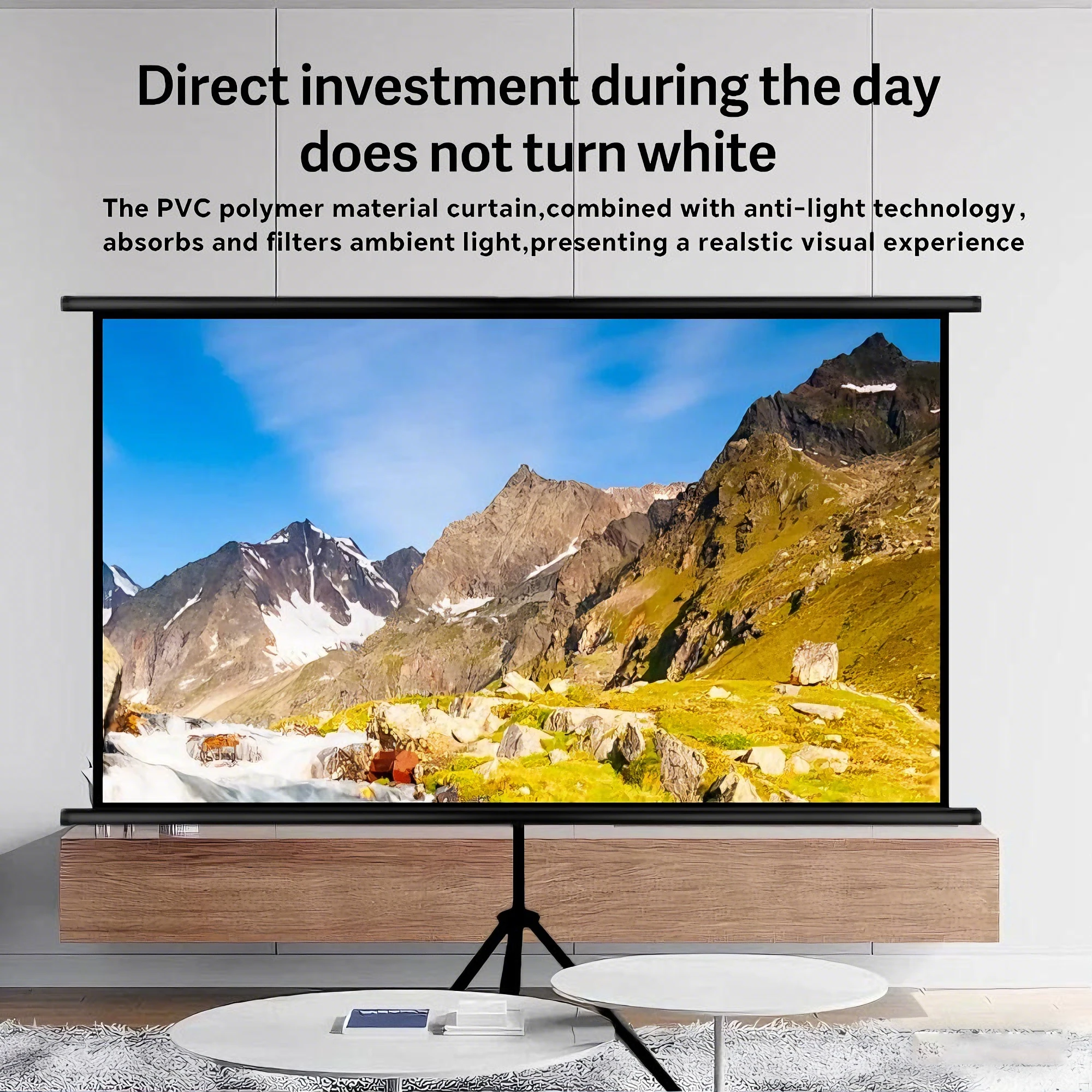 

XIAOHUI Projector Screen With Stand Foldable White Wrinkle-Free 84-120 inch 16:9 Screen With Bag for Home Theater Indoor Outdoor