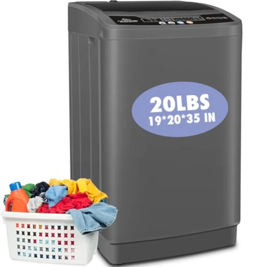 

Портативная стиральная машина 20 фунтов, полностью автоматическая стирально-сушильная машина с 10 программами, 8 уровнями воды, компактная.