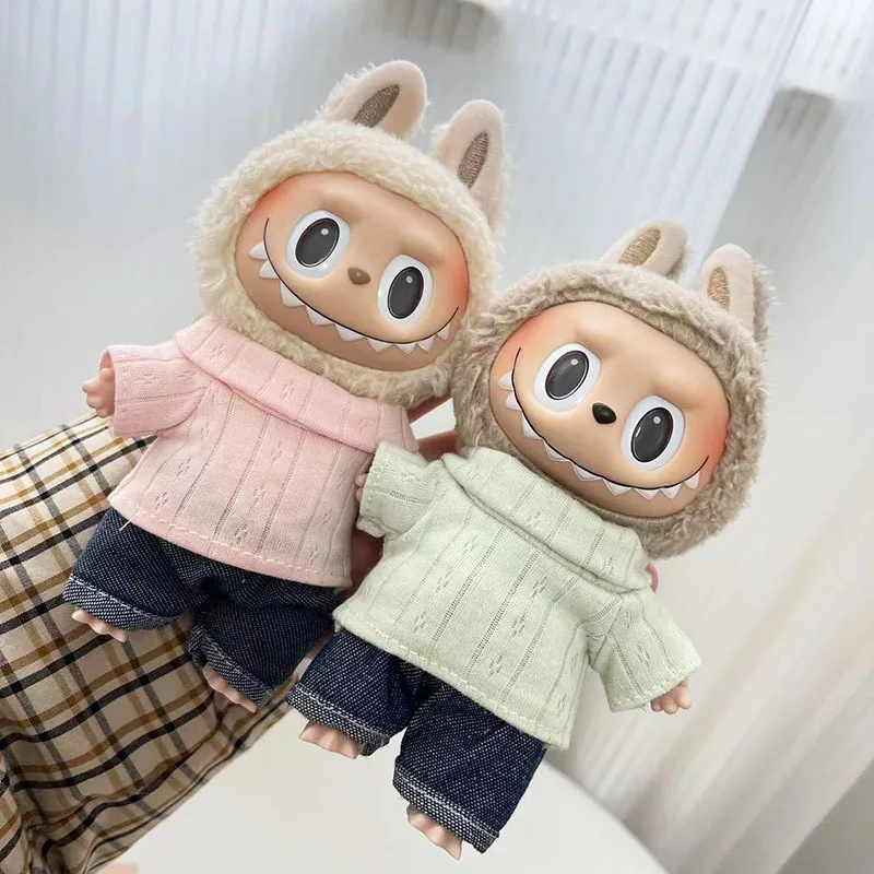 

4 Styles 17cm Labubu Doll Clothes Hoodies Doll Fashion Korea Kpop Exo Labubu Jumpsuit DIY Girl Gift Accessories Cute Clothes