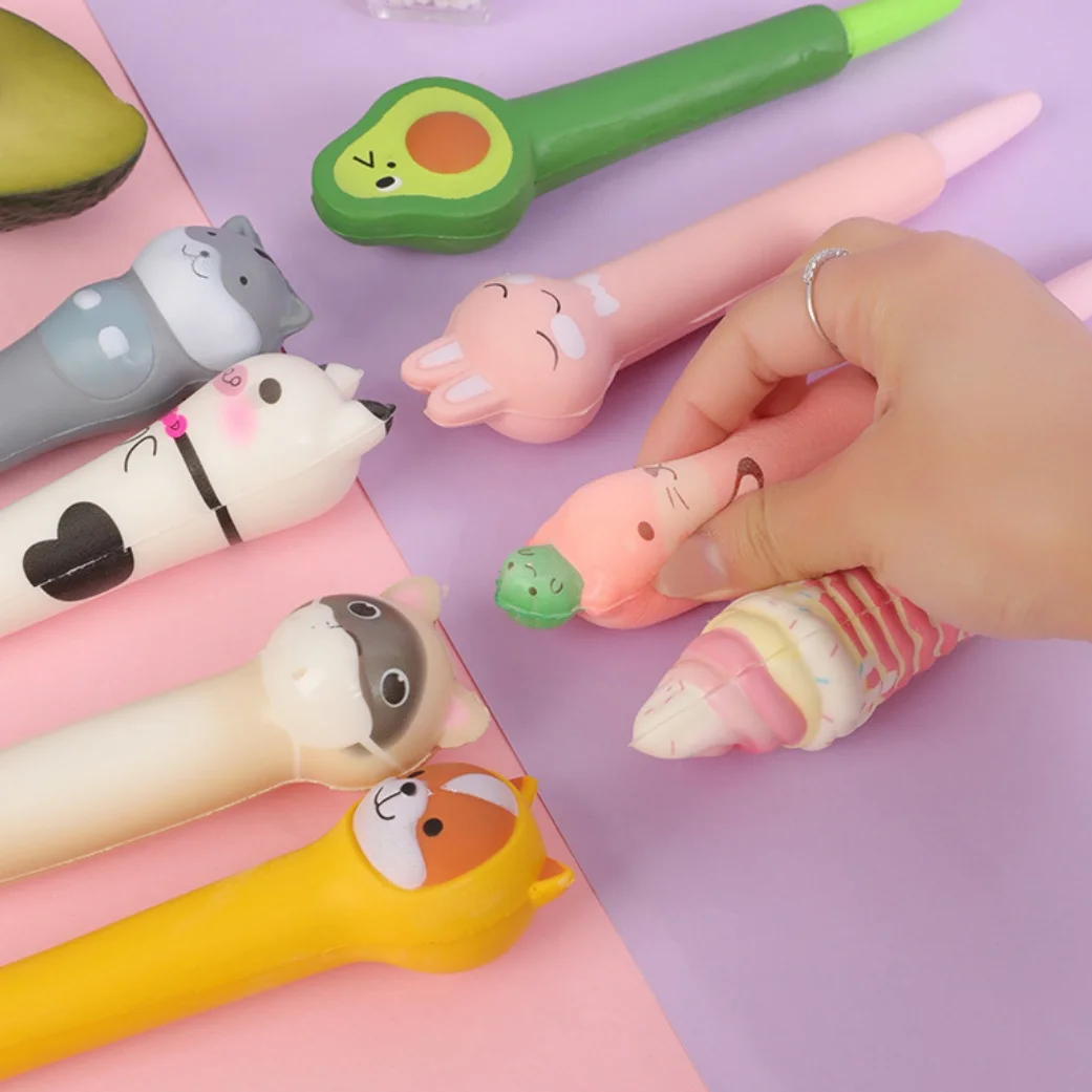 Cute Cartoon Stress-relief Click Pens Neutral Design for Daily Writing Class Activities Home Leisure Stress Relief