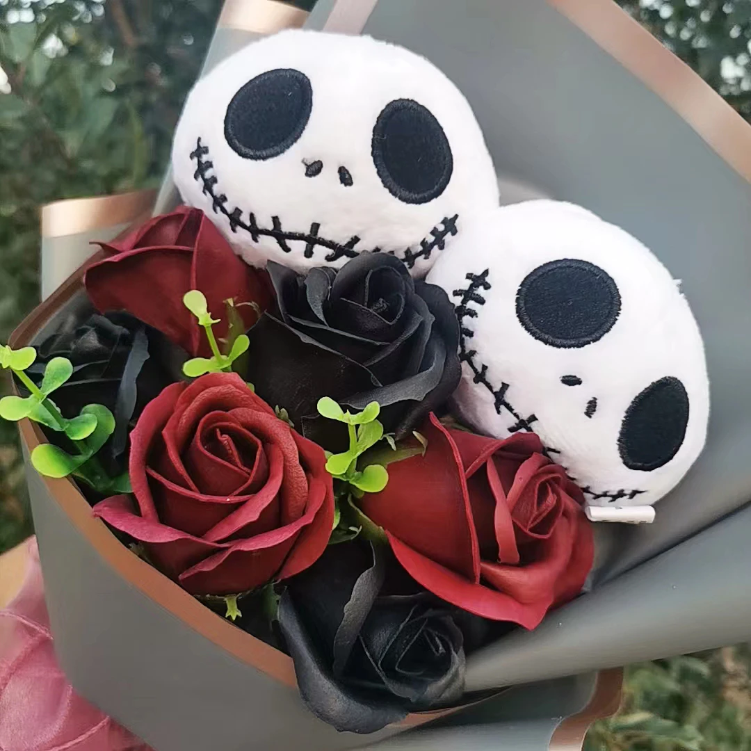 Halloween Jack Skellington Plush Bouquet Doll Toys With Soap Rose Flower Terror Skull Ghost Christmas Day/Valentine\'s Day Gifts