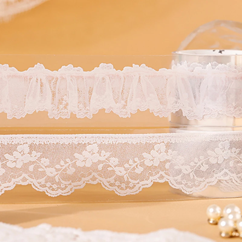 3 Rolls Imitation French Palace Lace Border Washi Tape, Elegant White Lace Stickers for Junk Journal Decoration view 5
