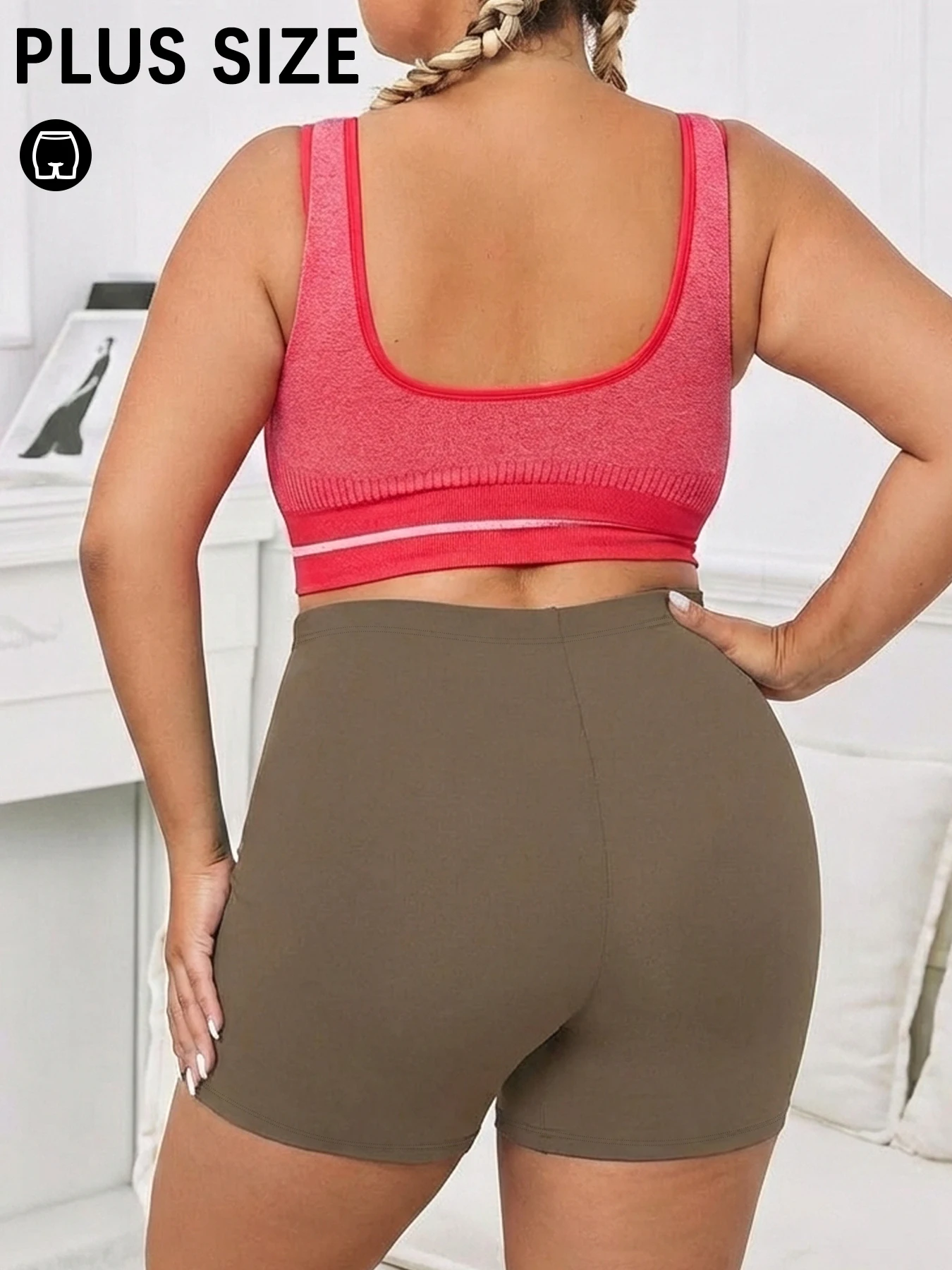 

Plus Size Women's High Elastic Biker Shorts, Super Soft Proof Yoga Running Cycling Workout Gym Fitness Activewear Tights