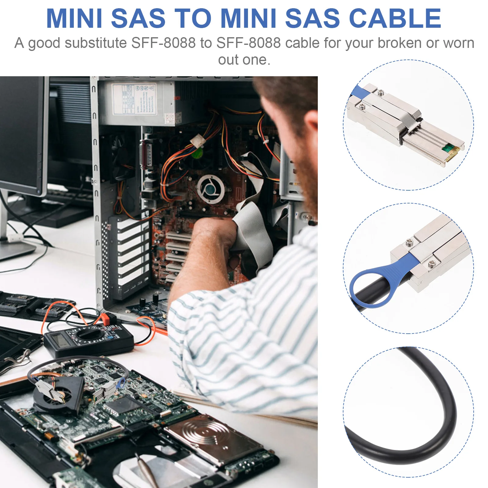

Mini Sas 0.5M Sff-8088 To Sff-8088 26-контактный внутренний шнур для хранения данных для серверного шнура для системы хранения данных, высокоскоростной