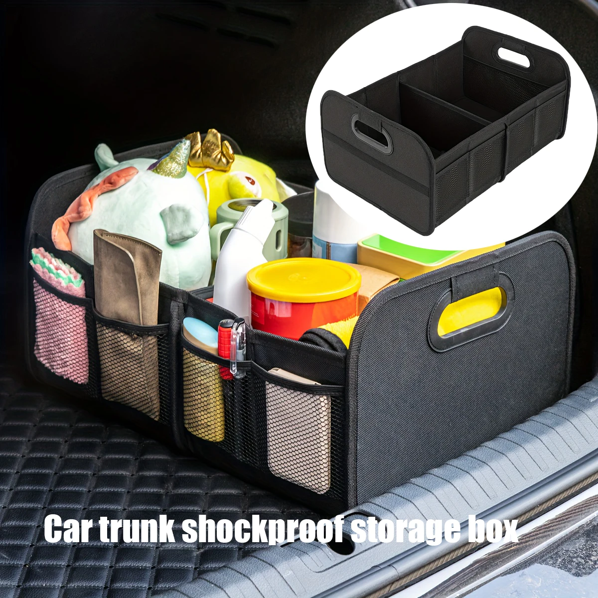 

Collapsible Trunk Storage Box Extra Thick Large Capacity SUV Storage Container With Multi Pockets For Car Minivan Storage Box