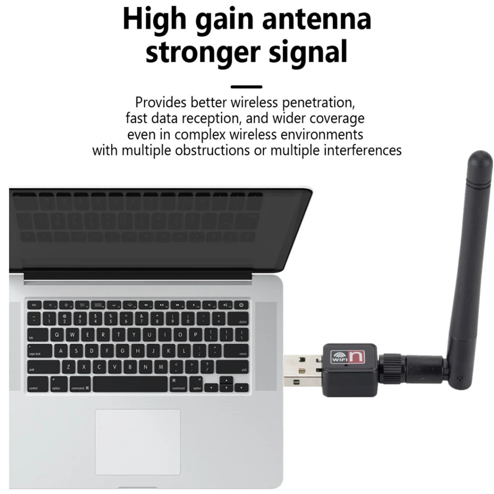 LccKaa Mini Adaptador WiFi USB 150Mbps Placa de rede LAN externa sem fio Antena WiFi Dongle 802.11n/g/b para PC Laptop Desktop