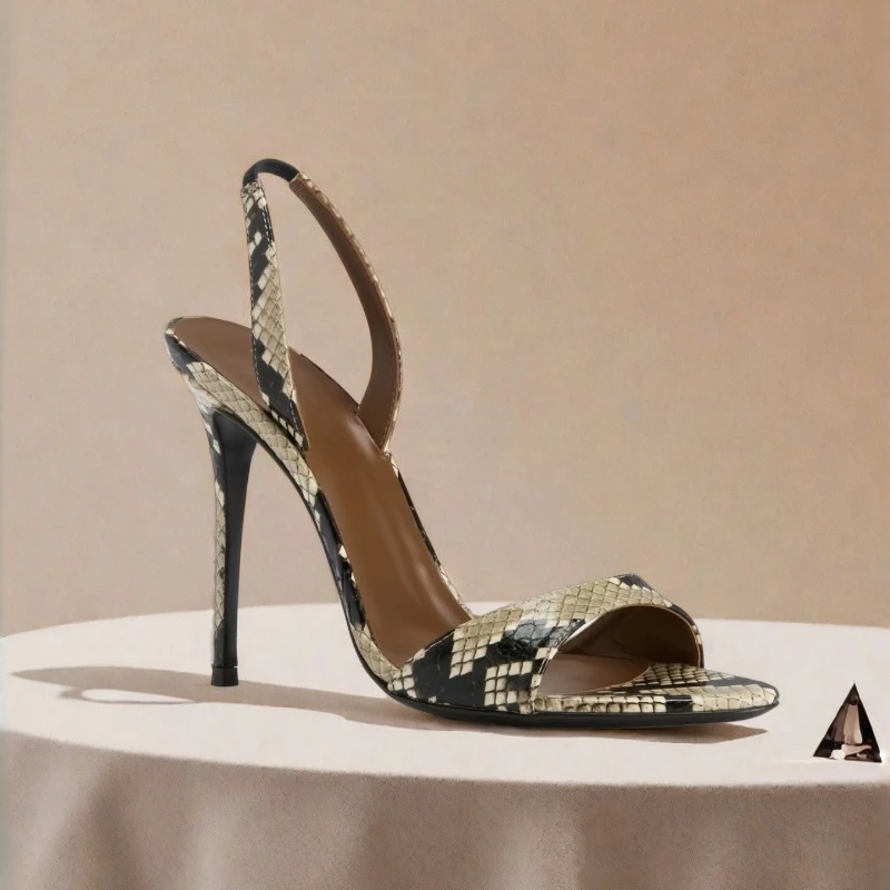 Yuejinlong Sexy Snakeskin Print High Heels Open Toe Stiletto Sandals Retro Fashion Python Party Dress Shoes Summer New 2026