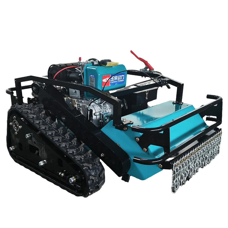Industrial Dual Purpose Agricultural Diesel Crawler Mower Remote Control New Design For Steep All-Terrain Lawn Care CE