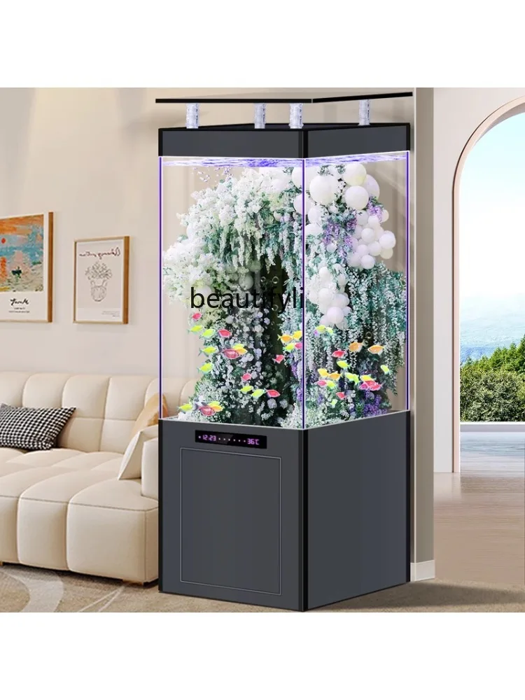 Square Ecological Fish Tank Living Room Home Small Lazy Change Water Super White Aquarium New Bottom Filter