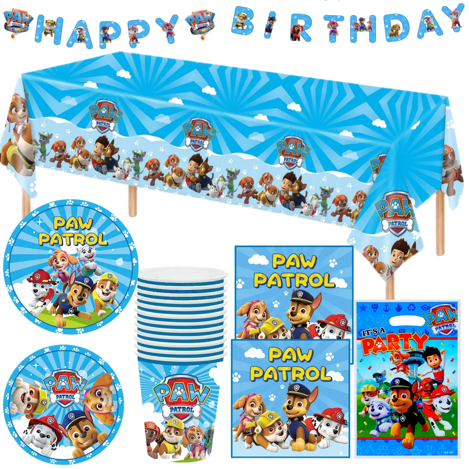 

Kit Party Paw Patrol Boy Birthday Decor Disposable Tableware Tablecloth Plate Cup Baby Shower Paw Patrol Party Favors Supplies