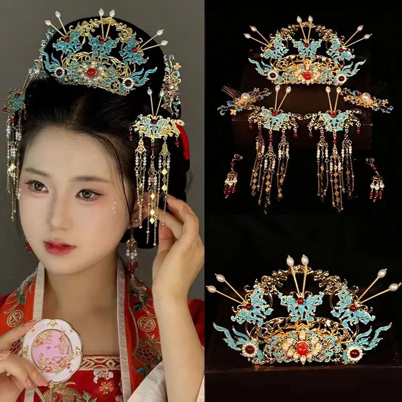 

Китайский классический стиль, жемчужный цветок, кисточки, шпилька, повязка на голову для женщин и девочек, Hanfu, вечерние свадебные аксессуары для волос, JewelrIes