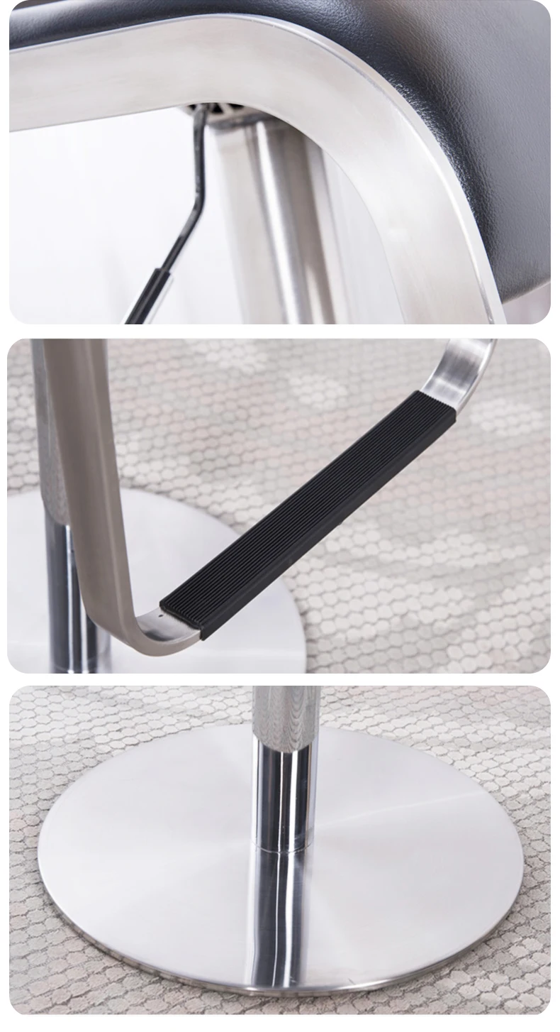 Silla de comedor giratoria moderna de lujo de cuero negro (1 unidad), con altura del respaldo ajustable, una silla de bar