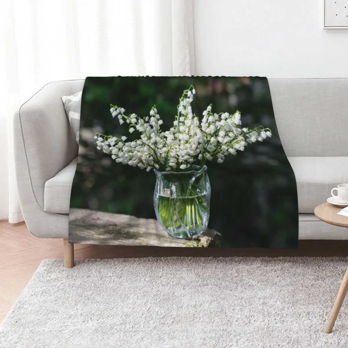 Springtime Aromatherapy - Lily-of-the-valley Flower Bouquet Perfuming the Air Throw Blanket Bed covers Quilt Blankets