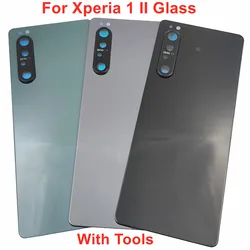 Gorilla Glass Back Lid Door For Sony Xperia 1 II Hard Battery Cover Rear Housing Shell Case With Camera Lens Adhesive