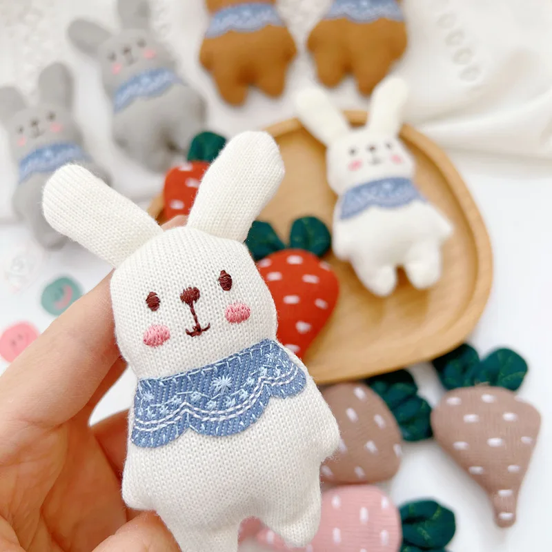 4PCS Cartoon plush fabric rabbit doll doll brooch schoolbag DIY scarf socks rabbit accessories decoration