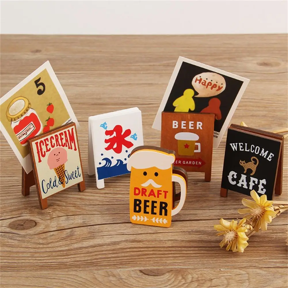 Decorative Card Holder Strong Grip Wood All Match Vertical Note Clip for Desktop