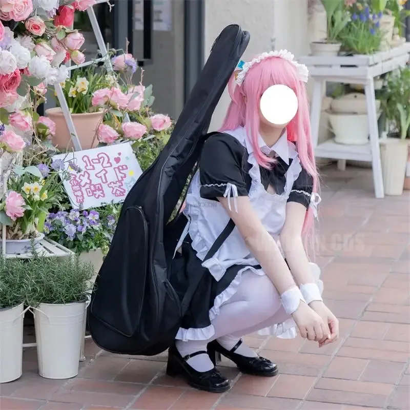 Gotou Hitori Косплей Костюм Аниме Bocchi The Rock! Милая униформа горничной, костюм, платье Gotou Hitori, женский парик, сексуальный наряд на Хэллоуин