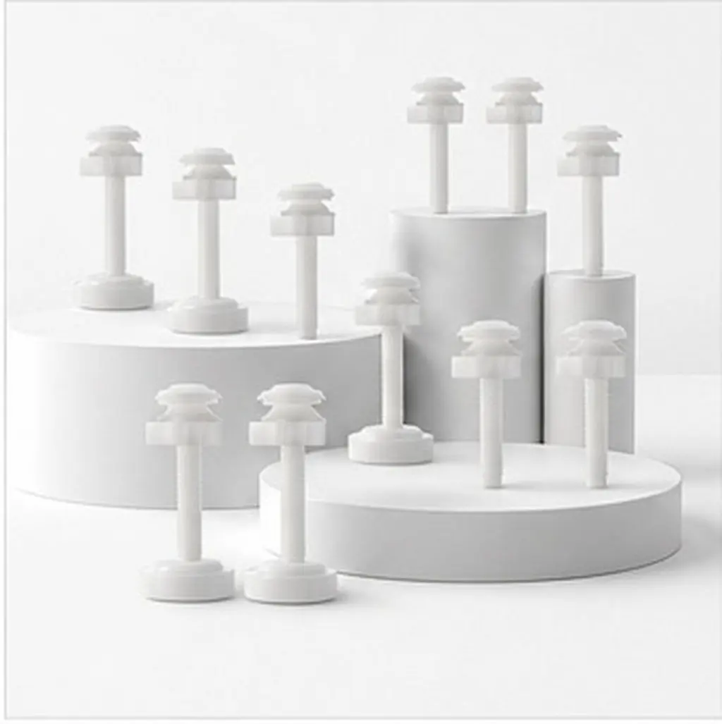 12Pcs Toilet Seat Fixing Screws Plastic Bolt Cover Set for Reliable No-Wobble Secure Fit Compatible with Most Round Elongated