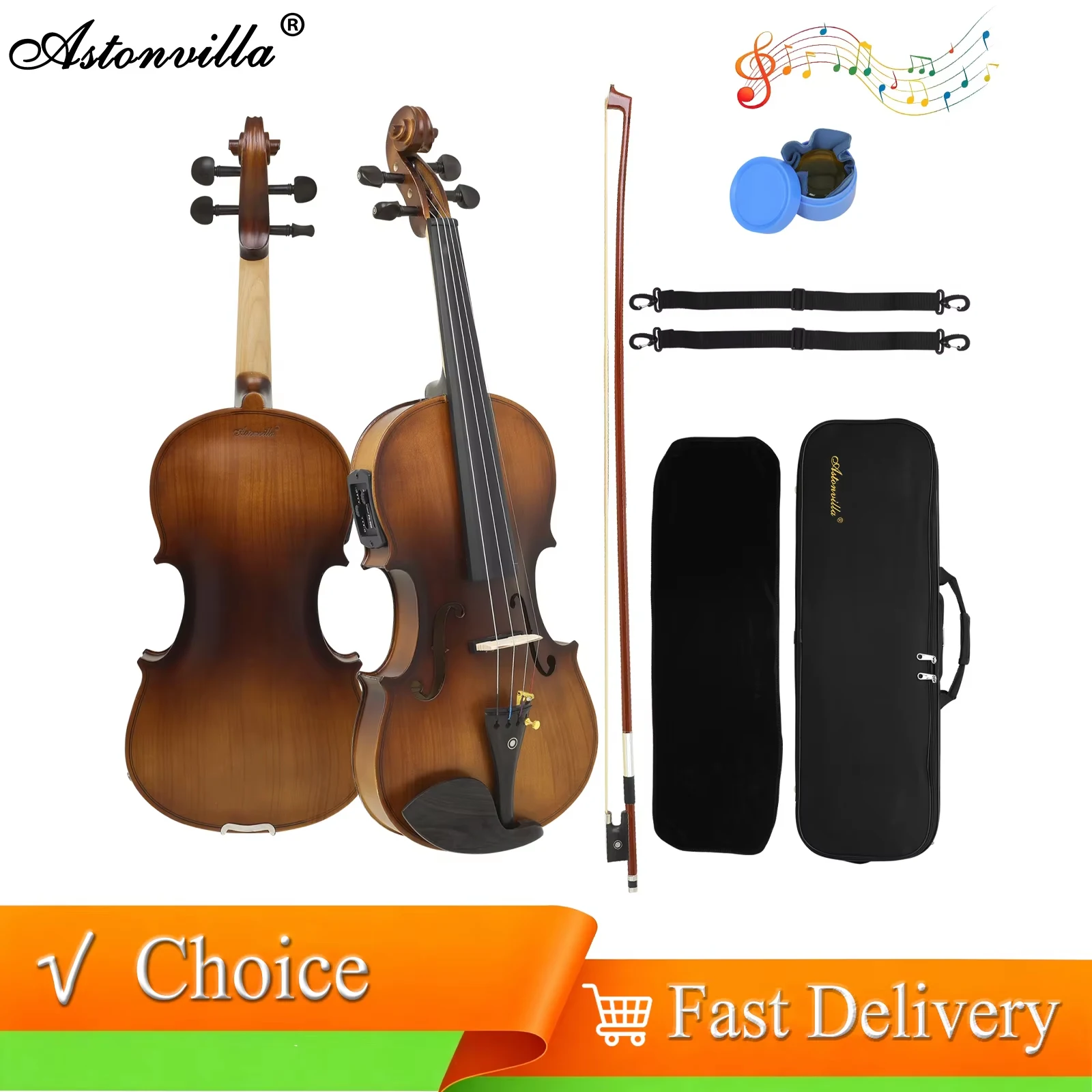 Astonvilla 4/4 Retro Matte Violin Set Acoustic Violin Fiddle Set with Case with High-end Case Octagonal Bow for Violinist